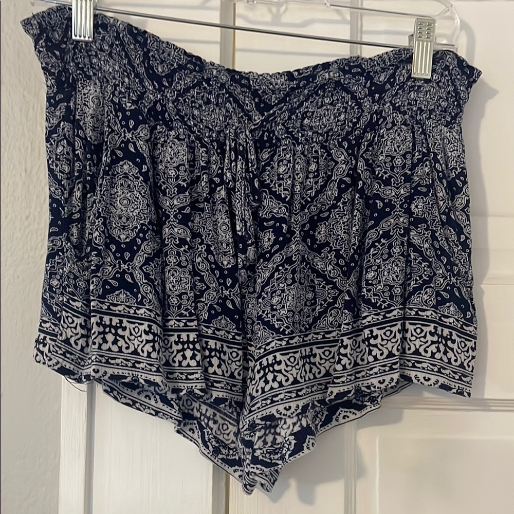 Boho Navy and White Patterned Shorts
